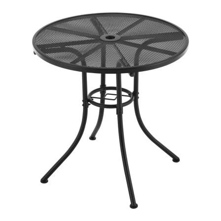 GEC Interion 30in Round Outdoor Cafe Table, Steel Mesh, Black 262090